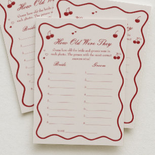Cherry Bridal Shower Age Guessing Game Card