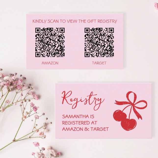 Cherry Bridal Shower Gift Registry QR Code Enclosure Card (Cherry Bridal Shower Gift Registry QR Code Enclosure Card)