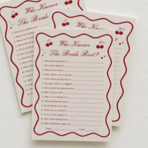 Cherry Bridal Shower Who Knows Bride Best Card