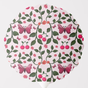 Cherry Butterfly Floral Seamless Pattern Balloon