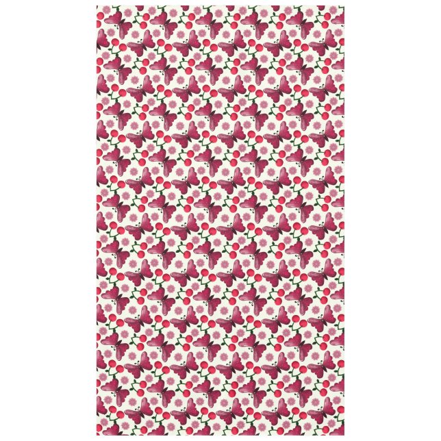 Cherry Butterfly Kawaii Seamless Pattern Tablecloth (Front)