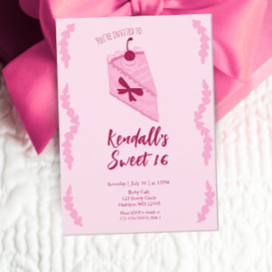 Cherry Cake Girls Sweet Sixteen Birthday  Invitation