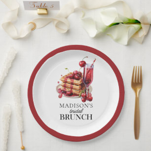 Cherry Celebration Bridal Brunch Custom Paper Plates