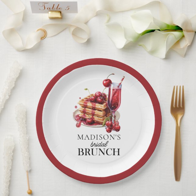 Cherry Celebration Bridal Brunch Custom Paper Plates (Wedding)