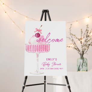 Cherry Champagne Brunch Baby Shower Welcome Sign