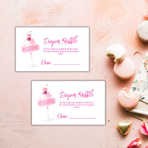 Cherry Champagne Diaper Raffle Baby Shower Enclosure Card