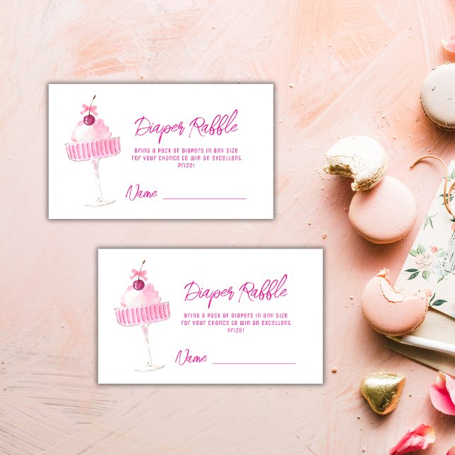 Cherry Champagne Diaper Raffle Baby Shower  Enclosure Card (Cherry Champagne Diaper Raffle Baby Shower Enclosure Card)