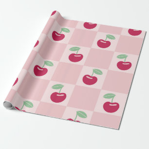 Cherry Checkerboard Delight Wrapping Paper