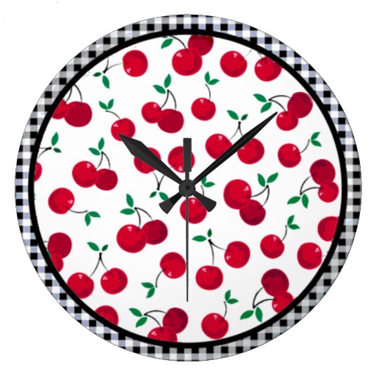 cherry checkered wall clock