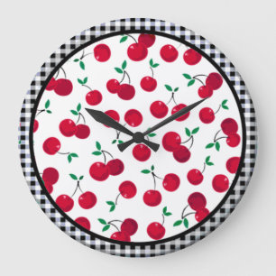 cherry checkered wall clock