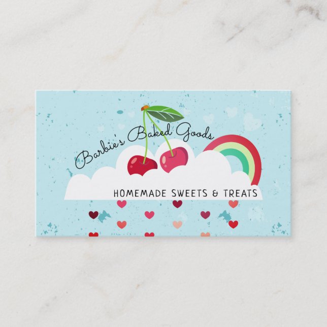 Cherry cherries cloud baking bakery business card (Front)