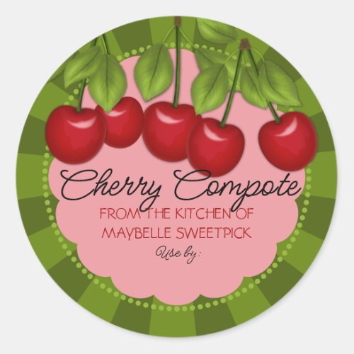 cherry cherries fruit canning personalized classic round sticker