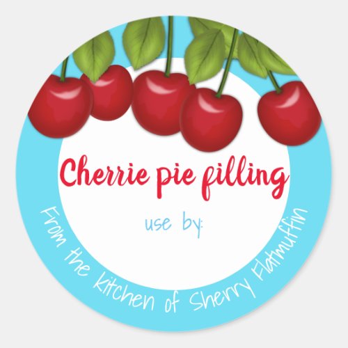 Cherry cherries pie fruit jam canning label