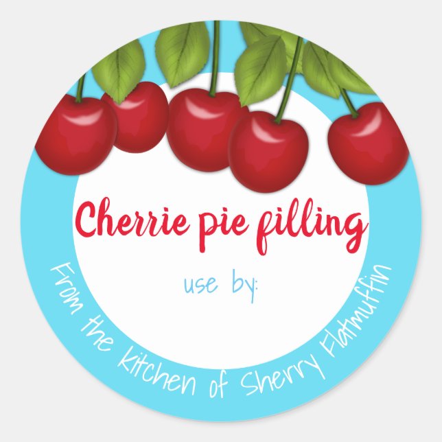 Cherry cherries pie fruit jam canning label (Front)