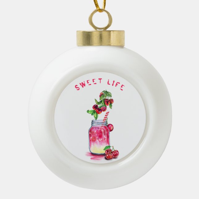 Cherry Christmas Ornament - Your Text (Front)