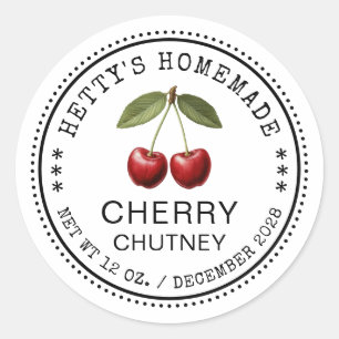 Cherry chutney sticker for homemade recipes