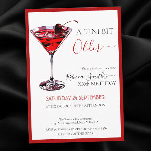 Cherry cocktail A tini bit Older, any age birthday Invitation