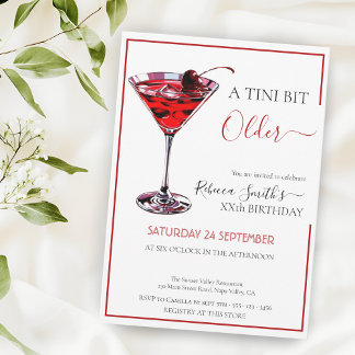 Cherry cocktail A tini bit Older, any age birthday Invitation