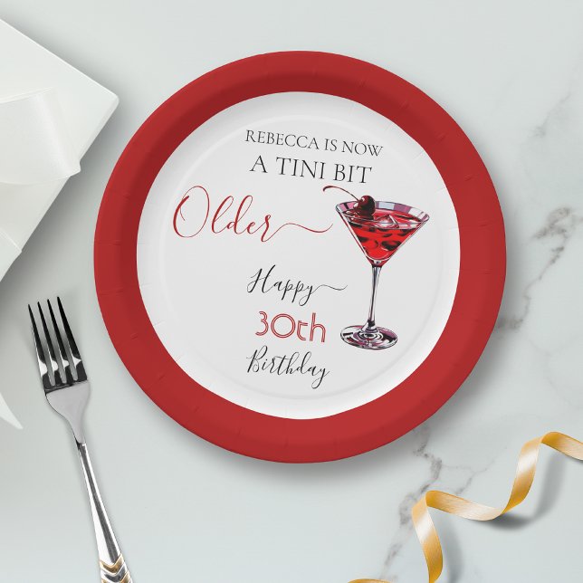 Cherry cocktail A tini bit Older Birthday Paper Plates (Creator Uploaded)