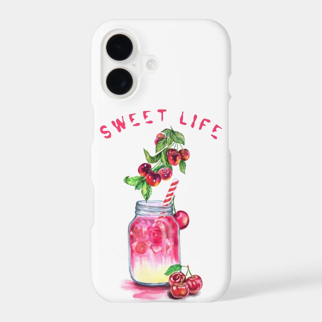 Cherry Cocktail iPhone Case Custom Text (Back)