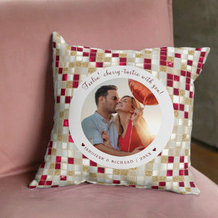 Cherry Coded Valentine's Day Custom Photo Throw Pillow