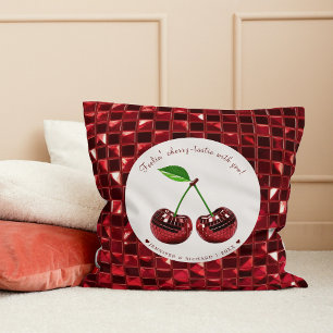 Cherry Coded Valentine's Day Custom Throw Pillow