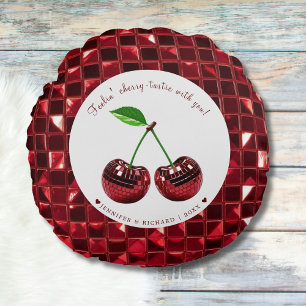 Cherry Coded Valentine's Day Round Custom Pillow