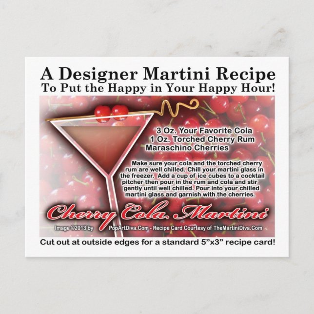 Cherry Cola Martini Recipe Postcard (Front)