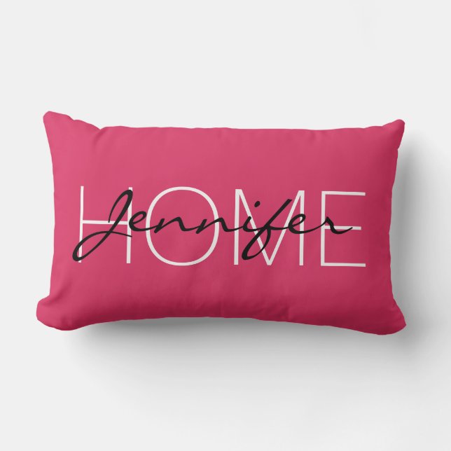 Cherry color home monogram lumbar pillow (Front)