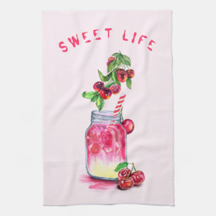 Cherry Cool Drink Fruits Kitchen Towel