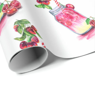 Cherry Cool Drink Fruits Wrapping Paper