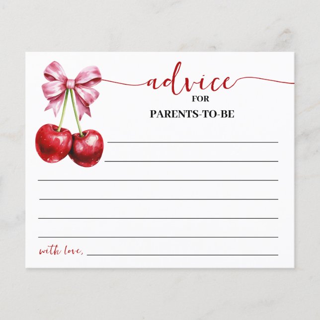 Cherry Coquette Advice Mom & Dad Baby Shower Card Flyer (Front)