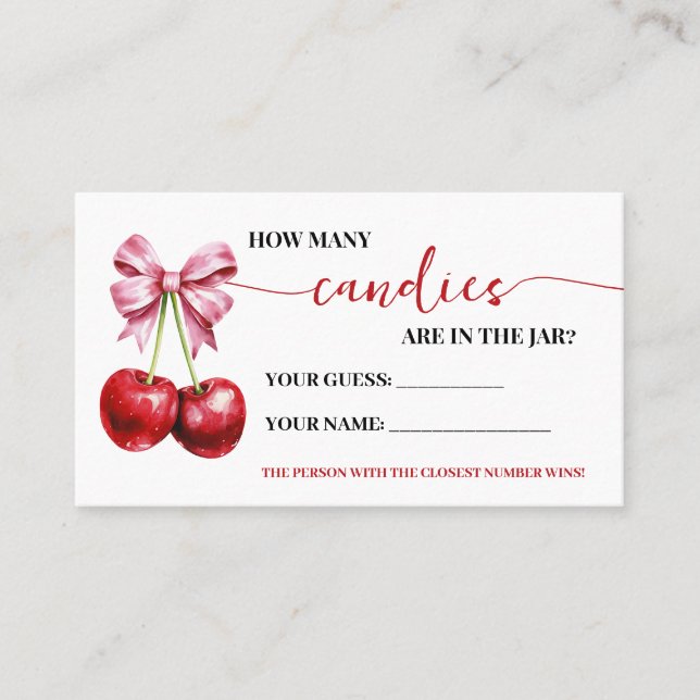 Cherry Coquette How Many Candies Shower Game Card (Front)