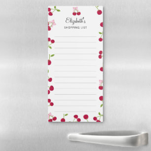 Cherry Coquette Personalized Shopping List Red Magnetic Notepad