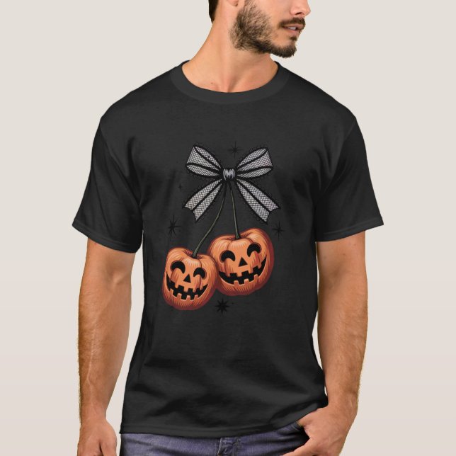 Cherry Coquette Scary Cherries Bow Classic Hallowe T-Shirt (Front)