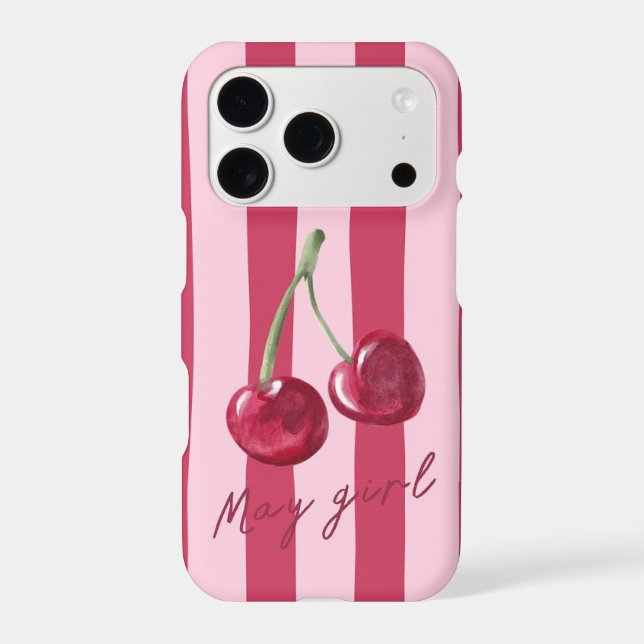 Cherry Coquette Stripes iPhone Case (Back)