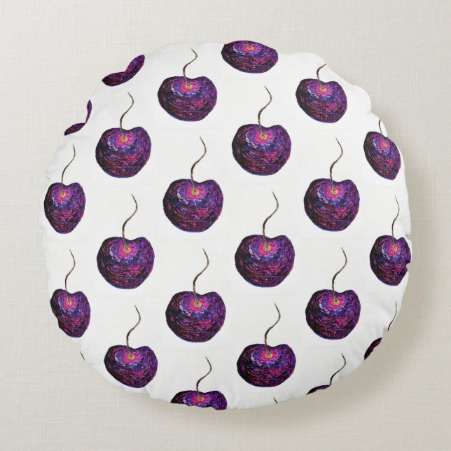Cherry Cotton Round Throw Pillow (16") (Front)