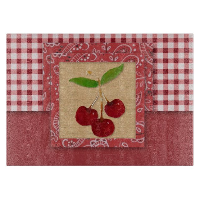 Cherry Country Glass Cutting Board (Front)