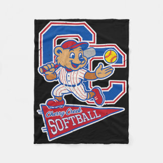 Cherry Creek High School Softll With Mascot  Fleece Blanket