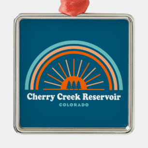 Cherry Creek Reservoir Colorado Rainbow Metal Ornament