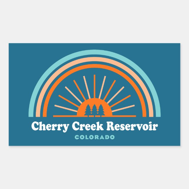 Cherry Creek Reservoir Colorado Rainbow Rectangular Sticker (Front)