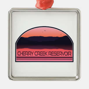 Cherry Creek Reservoir Colorado Red Sunrise Metal Ornament