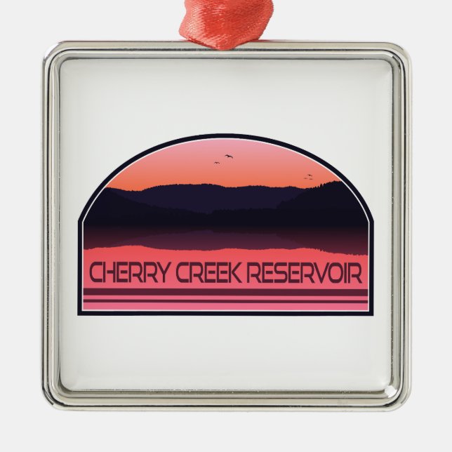 Cherry Creek Reservoir Colorado Red Sunrise Metal Ornament (Front)