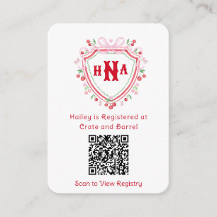 Cherry Crest Bridal Shower Gift Registry Enclosure Card