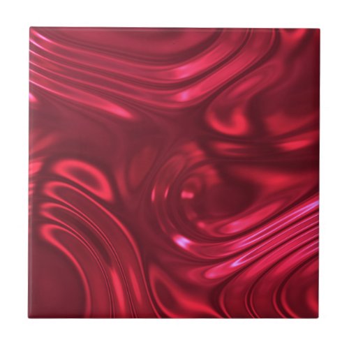 Cherry Crimson Red Swirl Ceramic Tile