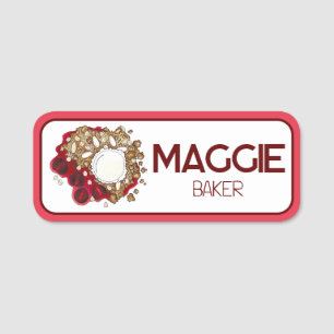 Cherry Crumble Cobbler Dessert Ice Cream Diner Name Tag