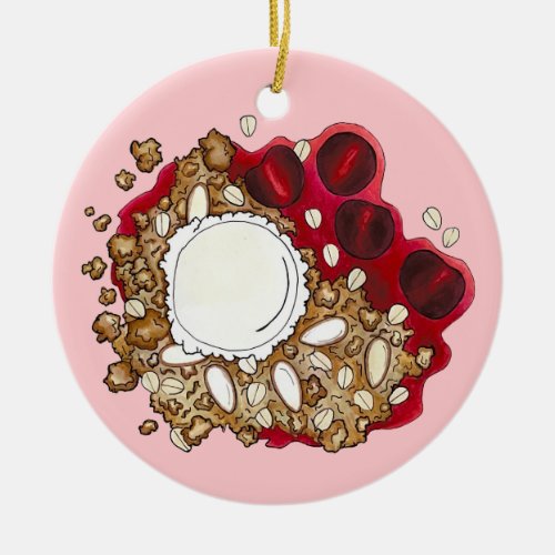 Cherry Crumble Cobbler Dessert Ice Cream Food Ceramic Ornament