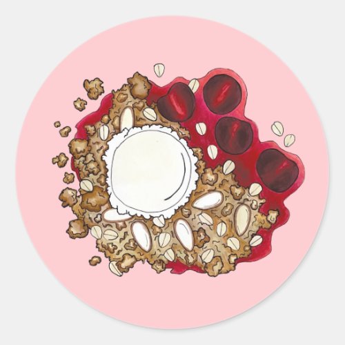 Cherry Crumble Cobbler Dessert Ice Cream Food Classic Round Sticker