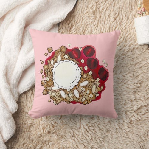 Cherry Crumble Cobbler Dessert Ice Cream Food Throw Pillow