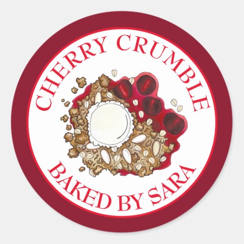 Cherry Crumble Cobbler Homemade Baked By Classic Round Sticker